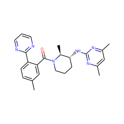 Cc1ccc(-c2ncccn2)c(C(=O)N2CCC[C@@H](Nc3nc(C)cc(C)n3)[C@@H]2C)c1 ZINC000218412615