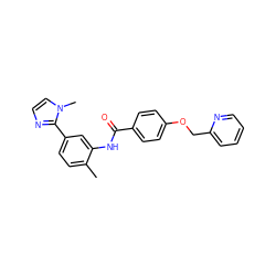 Cc1ccc(-c2nccn2C)cc1NC(=O)c1ccc(OCc2ccccn2)cc1 ZINC000084711403