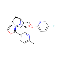 Cc1ccc(-c2ncco2)c(C(=O)N2[C@H]3CC[C@H]2[C@H](COc2ccc(F)cn2)C3)n1 ZINC000226052194