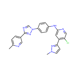 Cc1ccc(-c2ncn(-c3ccc(Nc4cc(-c5ccn(C)n5)c(Cl)cn4)cc3)n2)cn1 ZINC000071341252