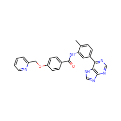 Cc1ccc(-c2ncnc3nc[nH]c23)cc1NC(=O)c1ccc(OCc2ccccn2)cc1 ZINC000043203319