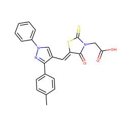 Cc1ccc(-c2nn(-c3ccccc3)cc2/C=C2\SC(=S)N(CC(=O)O)C2=O)cc1 ZINC000001452547