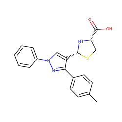 Cc1ccc(-c2nn(-c3ccccc3)cc2[C@@H]2N[C@H](C(=O)O)CS2)cc1 ZINC000066260108