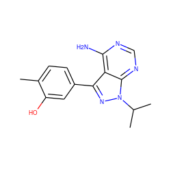 Cc1ccc(-c2nn(C(C)C)c3ncnc(N)c23)cc1O ZINC000064504083