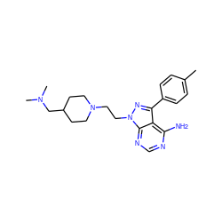 Cc1ccc(-c2nn(CCN3CCC(CN(C)C)CC3)c3ncnc(N)c23)cc1 ZINC000653905125