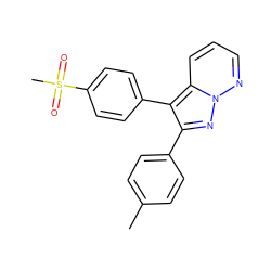 Cc1ccc(-c2nn3ncccc3c2-c2ccc(S(C)(=O)=O)cc2)cc1 ZINC000028374790