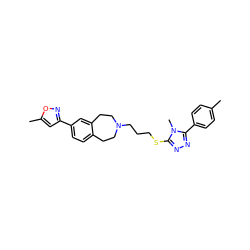 Cc1ccc(-c2nnc(SCCCN3CCc4ccc(-c5cc(C)on5)cc4CC3)n2C)cc1 ZINC000028712467