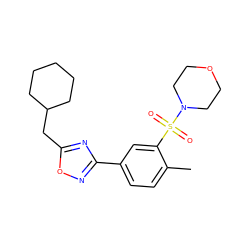 Cc1ccc(-c2noc(CC3CCCCC3)n2)cc1S(=O)(=O)N1CCOCC1 ZINC000040913756