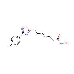 Cc1ccc(-c2noc(CCCCCCC(=O)NO)n2)cc1 ZINC000141950137