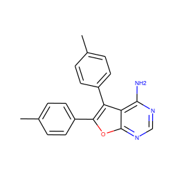 Cc1ccc(-c2oc3ncnc(N)c3c2-c2ccc(C)cc2)cc1 ZINC000000487224