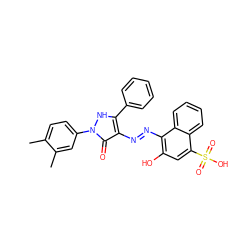 Cc1ccc(-n2[nH]c(-c3ccccc3)c(/N=N/c3c(O)cc(S(=O)(=O)O)c4ccccc34)c2=O)cc1C ZINC000169330543