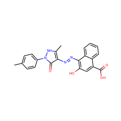 Cc1ccc(-n2[nH]c(C)c(/N=N/c3c(O)cc(C(=O)O)c4ccccc34)c2=O)cc1 ZINC000169330018