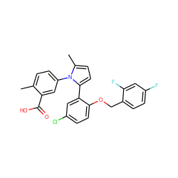 Cc1ccc(-n2c(C)ccc2-c2cc(Cl)ccc2OCc2ccc(F)cc2F)cc1C(=O)O ZINC000028707663