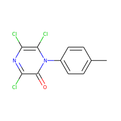 Cc1ccc(-n2c(Cl)c(Cl)nc(Cl)c2=O)cc1 ZINC000000383892