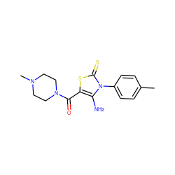 Cc1ccc(-n2c(N)c(C(=O)N3CCN(C)CC3)sc2=S)cc1 ZINC000022478713