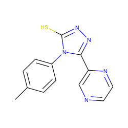 Cc1ccc(-n2c(S)nnc2-c2cnccn2)cc1 ZINC000005926581