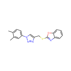 Cc1ccc(-n2cc(CSc3nc4ccccc4o3)nn2)cc1C ZINC000169340326