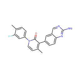 Cc1ccc(-n2ccc(C)c(-c3ccc4nc(N)ncc4c3)c2=O)cc1F ZINC000040975474