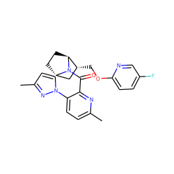 Cc1ccc(-n2ccc(C)n2)c(C(=O)N2[C@H]3CC[C@H]2[C@H](COc2ccc(F)cn2)C3)n1 ZINC000226043350