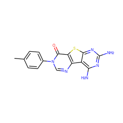 Cc1ccc(-n2cnc3c(sc4nc(N)nc(N)c43)c2=O)cc1 ZINC000101338981