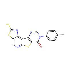 Cc1ccc(-n2cnc3c(sc4ncc5sc(S)nc5c43)c2=O)cc1 ZINC000028827146