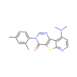 Cc1ccc(-n2cnc3c(sc4nccc(N(C)C)c43)c2=O)c(C)c1 ZINC000013676093