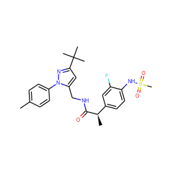 Cc1ccc(-n2nc(C(C)(C)C)cc2CNC(=O)[C@H](C)c2ccc(NS(C)(=O)=O)c(F)c2)cc1 ZINC000113489338