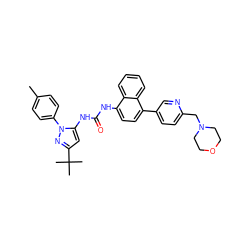 Cc1ccc(-n2nc(C(C)(C)C)cc2NC(=O)Nc2ccc(-c3ccc(CN4CCOCC4)nc3)c3ccccc23)cc1 ZINC000016052395