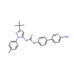 Cc1ccc(-n2nc(C(C)(C)C)cc2NC(=O)Nc2ccc(-c3ccc(N)nc3)cc2)cc1 ZINC000096284079