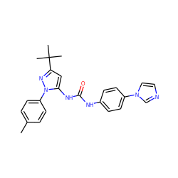 Cc1ccc(-n2nc(C(C)(C)C)cc2NC(=O)Nc2ccc(-n3ccnc3)cc2)cc1 ZINC000096284089