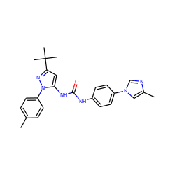 Cc1ccc(-n2nc(C(C)(C)C)cc2NC(=O)Nc2ccc(-n3cnc(C)c3)cc2)cc1 ZINC000096284090