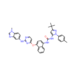 Cc1ccc(-n2nc(C(C)(C)C)cc2NC(=O)Nc2ccc(Oc3ccnc(Nc4ccc5c(c4)ncn5C)n3)c3ccccc23)cc1 ZINC000211081867