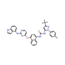 Cc1ccc(-n2nc(C(C)(C)C)cc2NC(=O)Nc2ccc(Oc3ccnc(Nc4cccc5[nH]ccc45)n3)c3ccccc23)cc1 ZINC001772603304