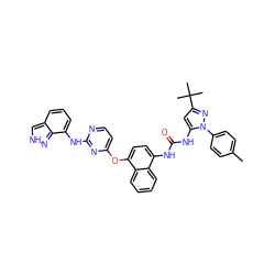 Cc1ccc(-n2nc(C(C)(C)C)cc2NC(=O)Nc2ccc(Oc3ccnc(Nc4cccc5c[nH]nc45)n3)c3ccccc23)cc1 ZINC001772589748