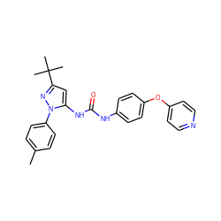 Cc1ccc(-n2nc(C(C)(C)C)cc2NC(=O)Nc2ccc(Oc3ccncc3)cc2)cc1 ZINC000206811546