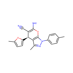 Cc1ccc(-n2nc(C)c3c2OC(N)=C(C#N)[C@@H]3c2ccc(C)o2)cc1 ZINC000000351851