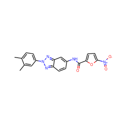 Cc1ccc(-n2nc3ccc(NC(=O)c4ccc([N+](=O)[O-])o4)cc3n2)cc1C ZINC000000830456