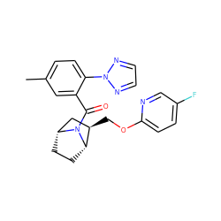 Cc1ccc(-n2nccn2)c(C(=O)N2[C@H]3CC[C@@H]2C[C@H]3COc2ccc(F)cn2)c1 ZINC000226041535