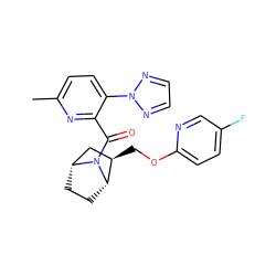 Cc1ccc(-n2nccn2)c(C(=O)N2[C@H]3CC[C@@H]2C[C@H]3COc2ccc(F)cn2)n1 ZINC000226037821