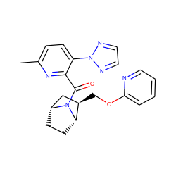 Cc1ccc(-n2nccn2)c(C(=O)N2[C@H]3CC[C@@H]2C[C@H]3COc2ccccn2)n1 ZINC000226050814