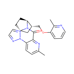 Cc1ccc(-n2nccn2)c(C(=O)N2[C@H]3CC[C@H]2[C@H](COc2cccnc2C)C3)n1 ZINC000226048003