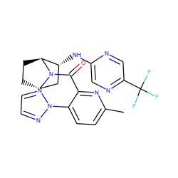 Cc1ccc(-n2nccn2)c(C(=O)N2[C@H]3CC[C@H]2[C@H](Nc2cnc(C(F)(F)F)cn2)C3)n1 ZINC000221051021