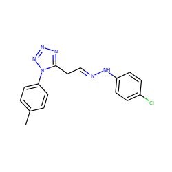 Cc1ccc(-n2nnnc2C/C=N/Nc2ccc(Cl)cc2)cc1 ZINC000004370566