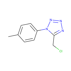 Cc1ccc(-n2nnnc2CCl)cc1 ZINC000004129633