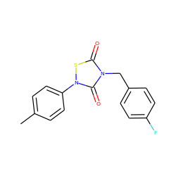 Cc1ccc(-n2sc(=O)n(Cc3ccc(F)cc3)c2=O)cc1 ZINC000000103936