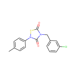 Cc1ccc(-n2sc(=O)n(Cc3cccc(Cl)c3)c2=O)cc1 ZINC000084713708