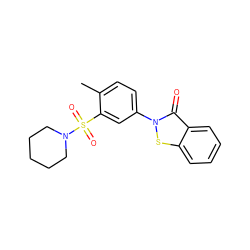 Cc1ccc(-n2sc3ccccc3c2=O)cc1S(=O)(=O)N1CCCCC1 ZINC000003206036