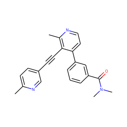 Cc1ccc(C#Cc2c(-c3cccc(C(=O)N(C)C)c3)ccnc2C)cn1 ZINC000202385763