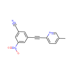 Cc1ccc(C#Cc2cc(C#N)cc([N+](=O)[O-])c2)nc1 ZINC000071294598