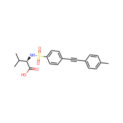 Cc1ccc(C#Cc2ccc(S(=O)(=O)N[C@@H](C(=O)O)C(C)C)cc2)cc1 ZINC000013778437